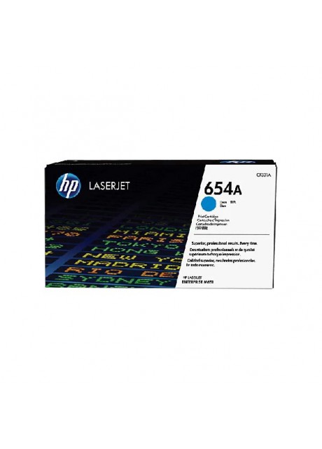 HP 654A Cyan Original LaserJet Toner Cartridge, CF331A